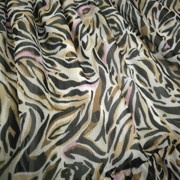 New Lilly Pulitzer Pink Tiger Print Gold Metallic Striped Sheer Maxi Dress Sz 2 - Picture 9 of 13